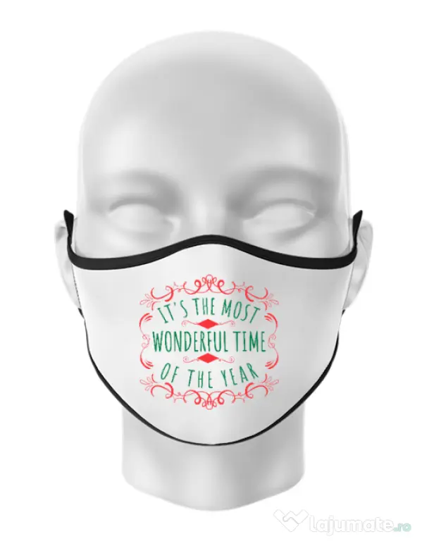 Masca personalizata reutilizabila Most wonderful time Alb