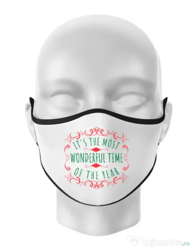 Masca personalizata reutilizabila Most wonderful time Alb