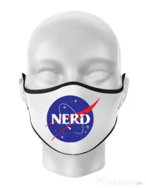 Masca personalizata reutilizabila Nerd Alb