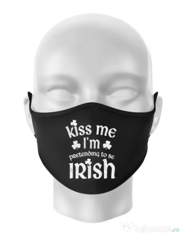 Masca personalizata reutilizabila Pretending to be irish Negru