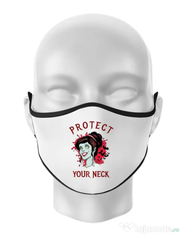 Masca personalizata reutilizabila Protect your neck Alb