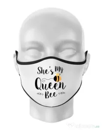 Masca personalizata reutilizabila She is my queen bee Alb