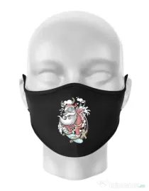 Masca personalizata reutilizabila Skater Santa Negru