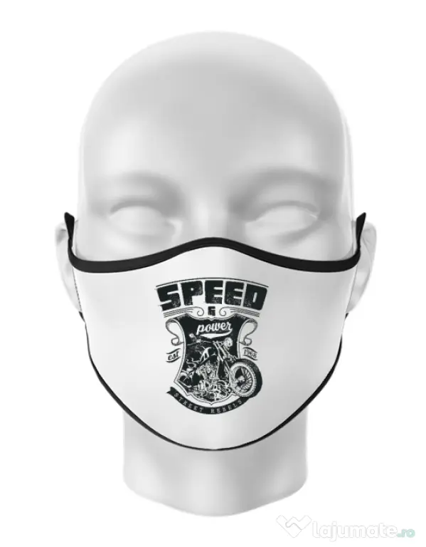 Masca personalizata reutilizabila Speed and power Alb