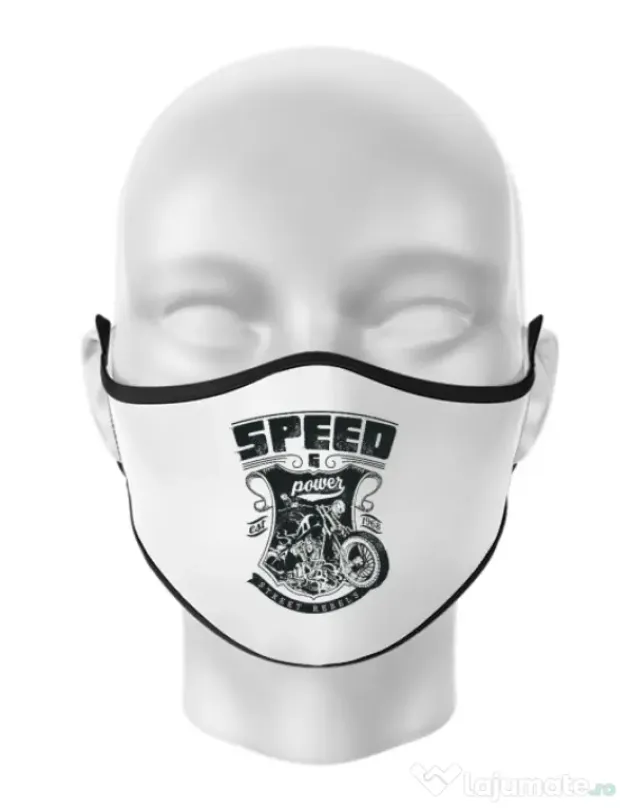 Masca personalizata reutilizabila Speed and power Alb