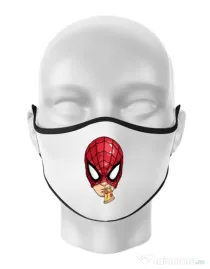 Masca personalizata reutilizabila Spiderman pizza Alb