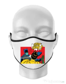 Masca personalizata reutilizabila Stay home Robin Alb