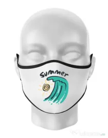 Masca personalizata reutilizabila Summer Beach Alb