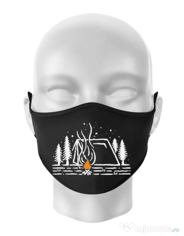 Masca personalizata reutilizabila Tent lines Negru