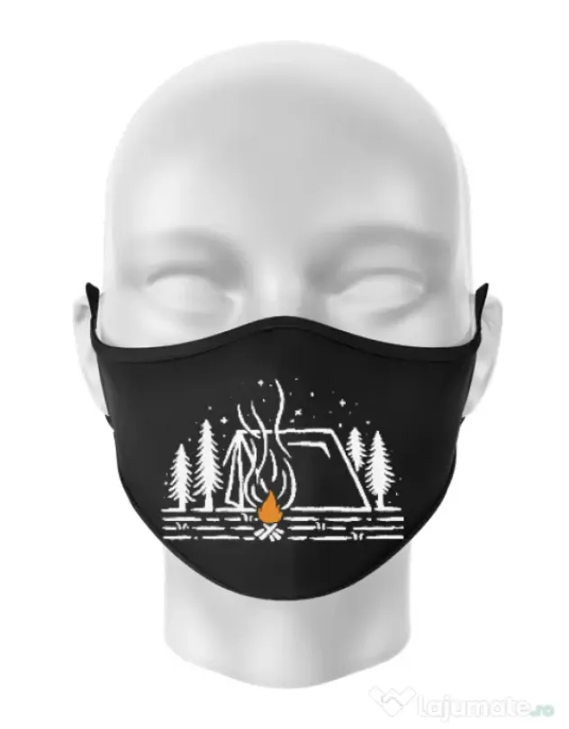 Masca personalizata reutilizabila Tent lines Negru