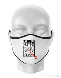 Masca personalizata reutilizabila Think outside the box Alb