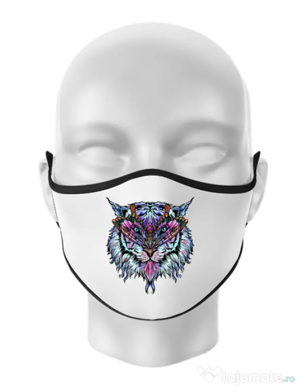 Masca personalizata reutilizabila Tiger buterfly Alb