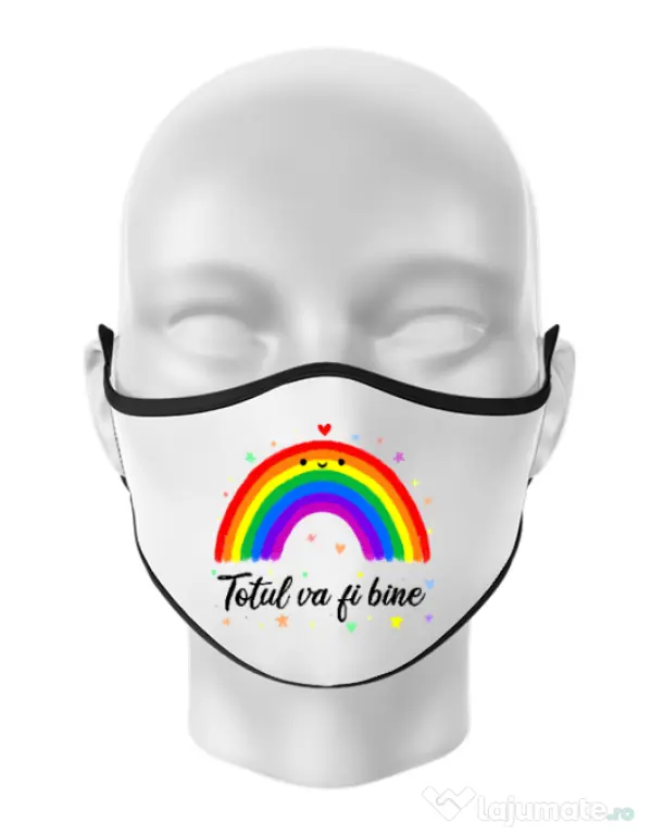 Masca personalizata reutilizabila Totul va fi bine Alb
