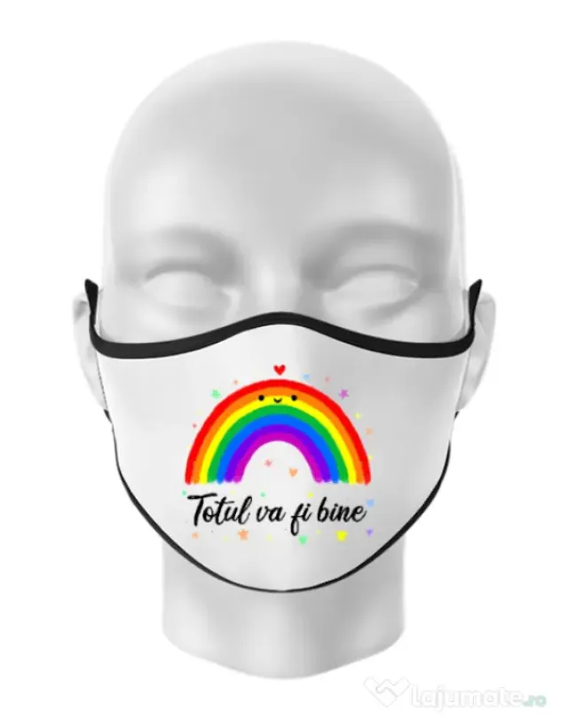 Masca personalizata reutilizabila Totul va fi bine Alb