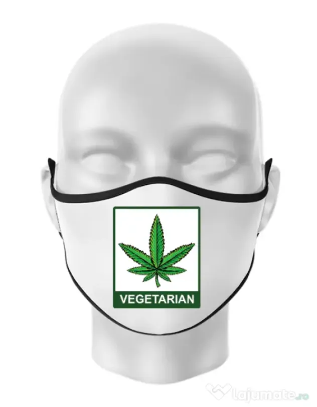 Masca personalizata reutilizabila Vegetarian Alb
