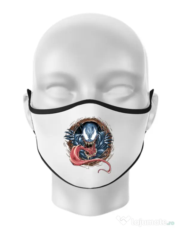 Masca personalizata reutilizabila Venom rise Alb