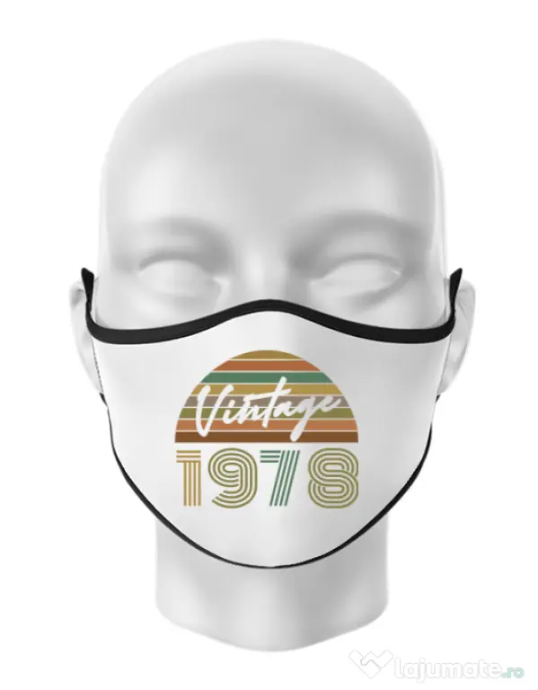 Masca personalizata reutilizabila Vintage 1978 Alb