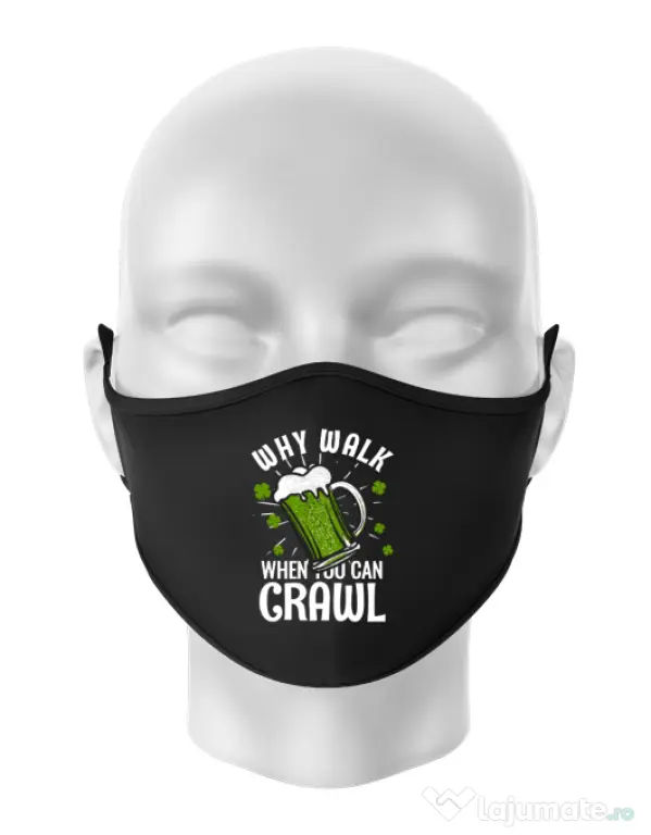 Masca personalizata reutilizabila Why walk Negru