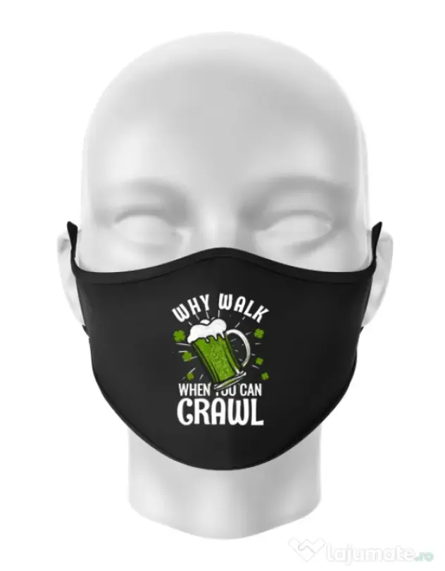 Masca personalizata reutilizabila Why walk Negru