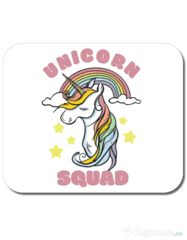Mousepad personalizat Unicorn squad Alb