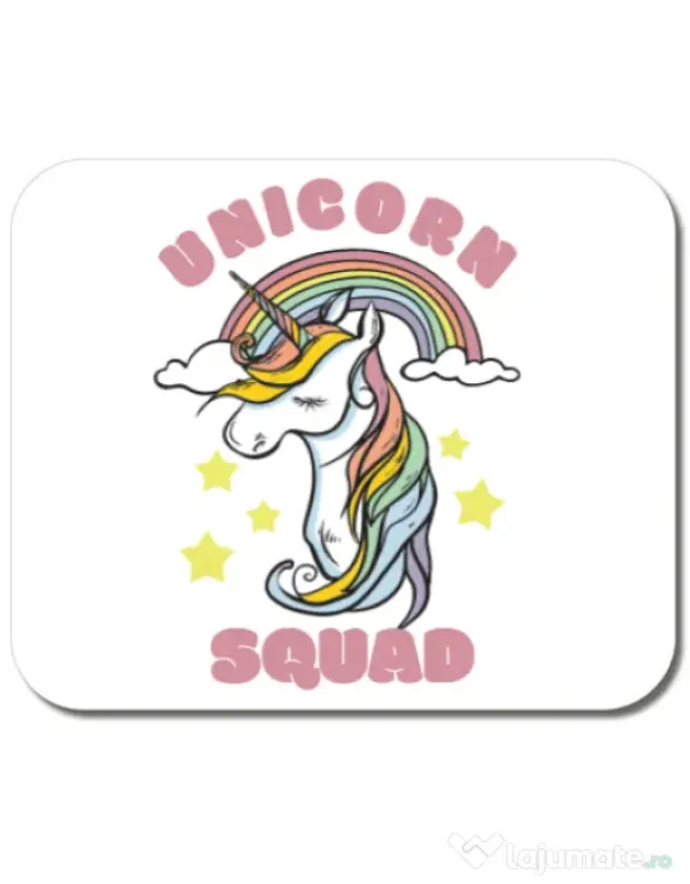 Mousepad personalizat Unicorn squad Alb