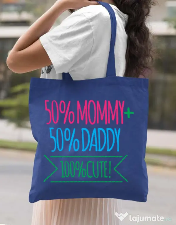 Sacosa din panza 100 Cute Albastru regal