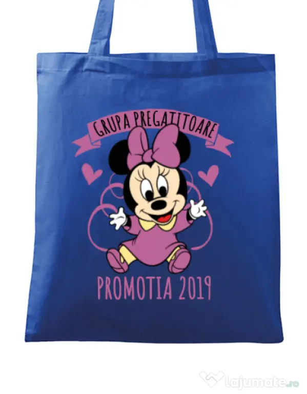 Sacosa din panza Absolvire Minnie Mouse Albastru regal