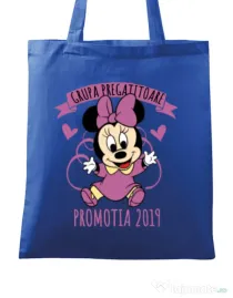Sacosa din panza Absolvire Minnie Mouse Albastru regal