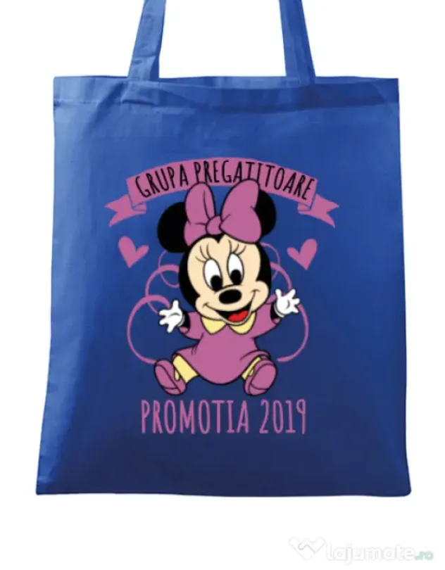 Sacosa din panza Absolvire Minnie Mouse Albastru regal