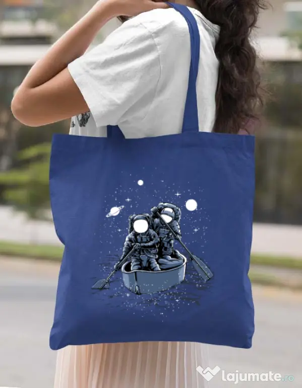 Sacosa din panza Across the galaxy Albastru regal