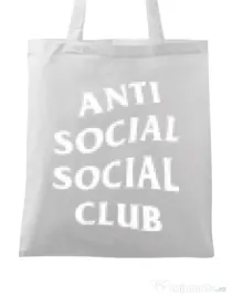 Sacosa din panza Anti social Alb