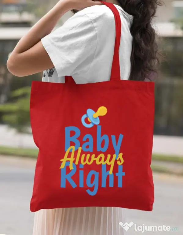 Sacosa din panza Baby always right Rosu