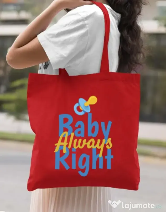 Sacosa din panza Baby always right Rosu