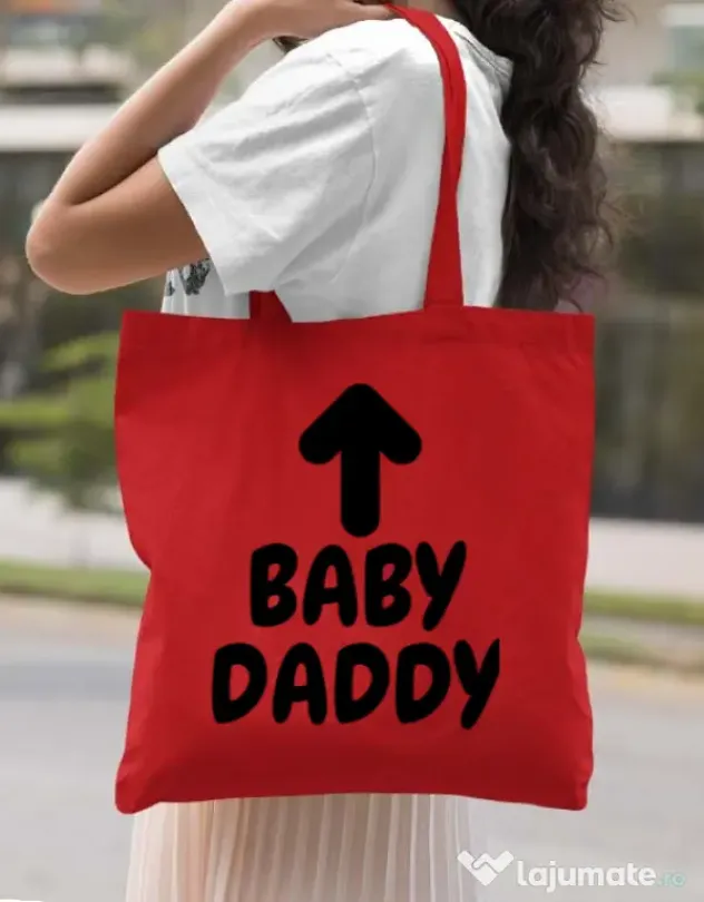 Sacosa din panza Baby daddy Rosu