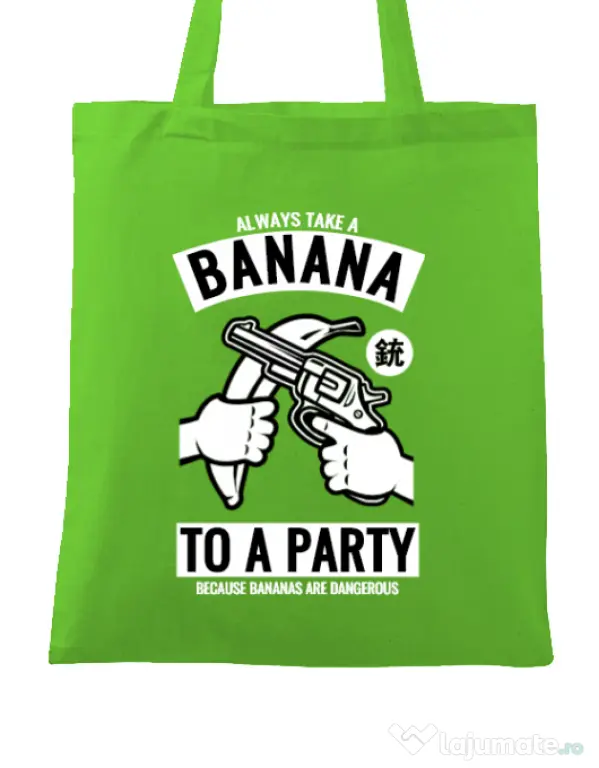 Sacosa din panza Banana Party Verde mar
