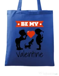 Sacosa din panza Be my valentine Albastru regal