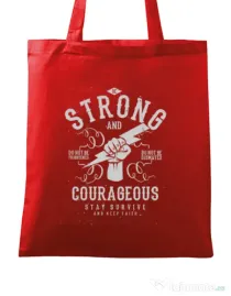 Sacosa din panza Be Strong and Courageous Rosu