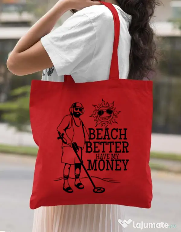 Sacosa din panza Beach better have my money Rosu