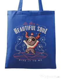 Sacosa din panza Beautiful soul Albastru regal