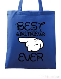 Sacosa din panza Best girlfriend ever Albastru regal