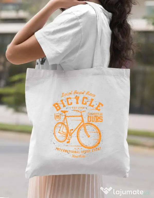 Sacosa din panza Bicycle Alb