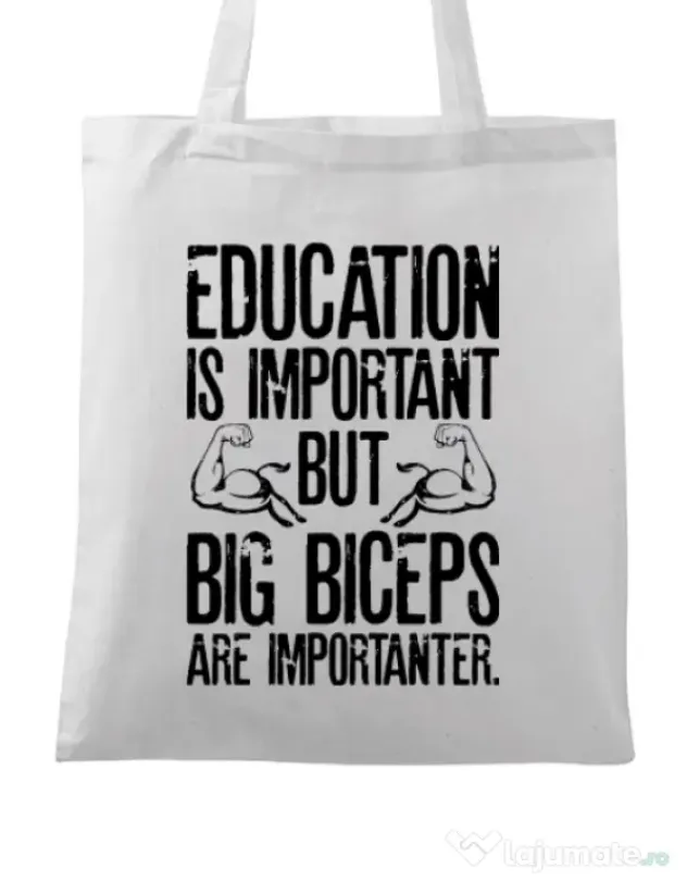 Sacosa din panza Big biceps Alb