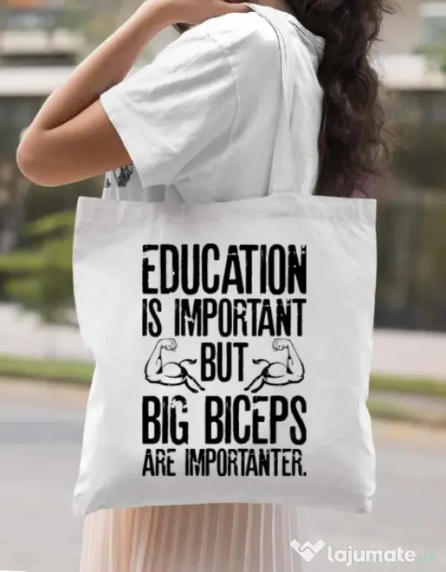 Sacosa din panza Big biceps Alb