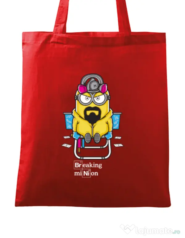 Sacosa din panza Breaking Minion Rosu