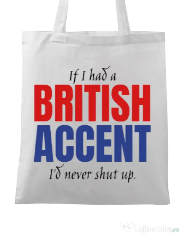 Sacosa din panza British accent Alb
