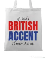 Sacosa din panza British accent Alb
