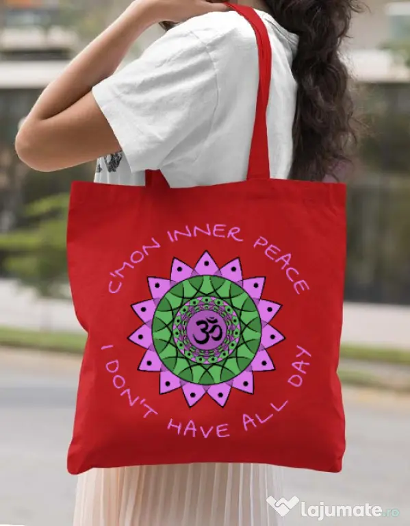 Sacosa din panza C’mon inner peace Rosu