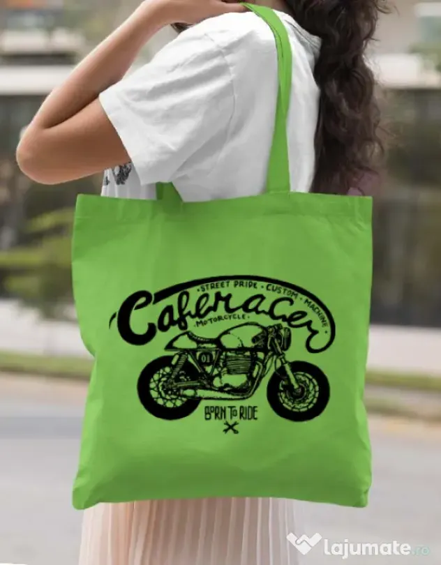 Sacosa din panza Caferacer Verde mar
