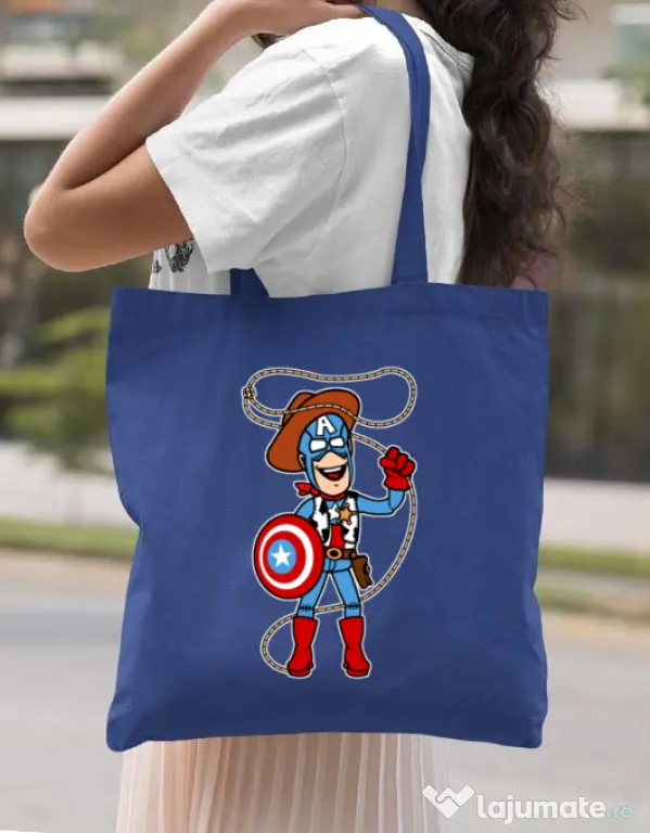 Sacosa din panza Captain Woody Albastru regal