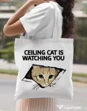 Sacosa din panza Ceiling cat Alb